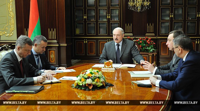 Александр Лукашенко во время приема с докладом Владимира Колтовича