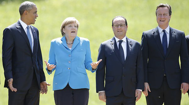 Барак Обама, Ангела Меркель, Франсуа Олланд и Дэвид Кэмерон