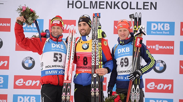 Уле-Эйнар Бьерндален, Мартен Фуркад и Сергей Семенов. Фото Международного союза биатлонистов