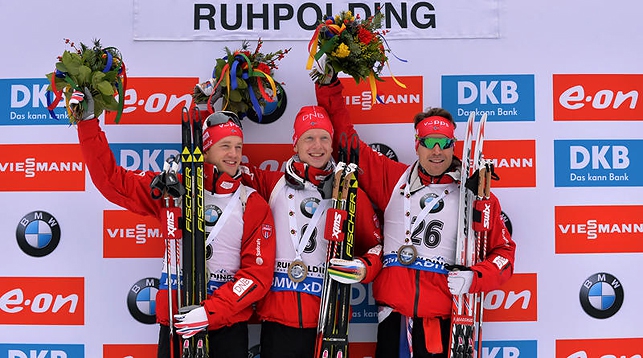 Тарье Бо, Йоханнес Бо и Эмил-Хегле Свендсен. Фото Международного союза биатлонистов