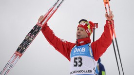 Уле-Эйнар Бьерндален на домашнем ЧМ в Холменколлене уже завоевал две серебряные медали. Фото международного союза биатлонистов