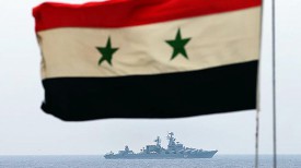 Ракетный крейсер &quot;Москва&quot; у берегов Сирии . Фото Минобороны РФ