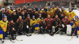 Хоккеисты сборных Швеции и Германии после матча. Фото из социальных сетей
