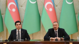Гурбангулы Бердымухамедов и Ильхам Алиев. Фото Trend