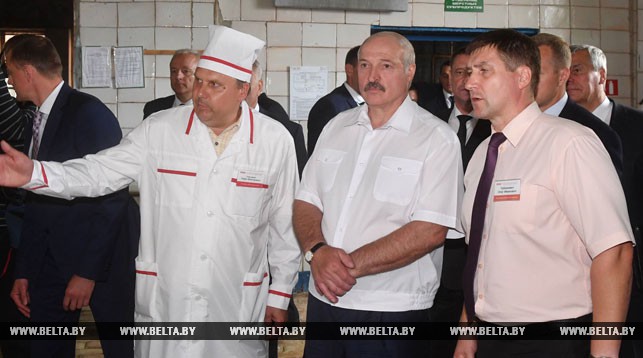 Александр Лукашенко во время посещения Оршанского МКК