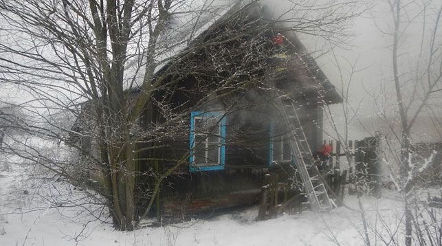 Пожар в деревне Пересвятое. Фото Гомельского областного УМЧС