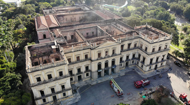Национальный музей в Рио-де-Жанейро после пожара. Фото Синьхуа - БЕЛТА
