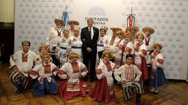 Владимир Астапенко на церемонии открытия выставки. Фото посольства Беларуси в Аргентине