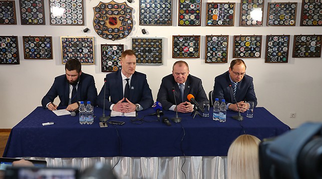 Во время пресс-конференции. Фото ХК "Динамо-Минск"
