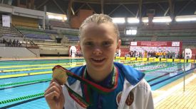 Золотой призер на дистанции 200 м комплексным плаванием Анастасия Васкевич