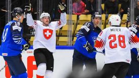 Во время матча Финляндия - Швейцария. Фото IIHF