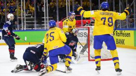 Во время матча Швеция - США. Фото IIHF