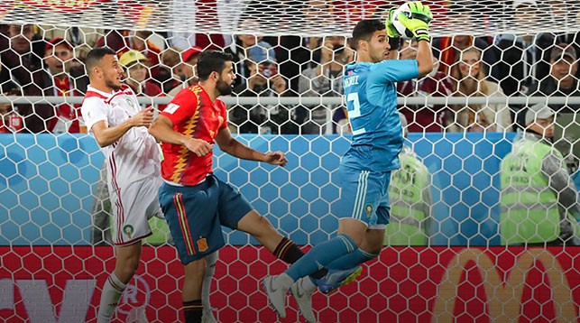 Во время матча Испания - Марокко. Фото ТАСС