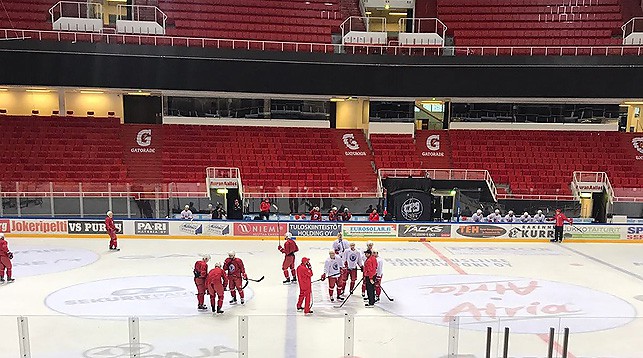 Минские хоккеисты проводят тренирвку в Турку. Фото ХК "Юность"