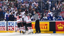 Во время матча Словакия - Канада. Фото IIHF