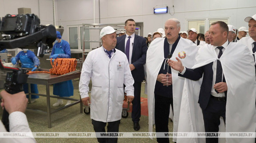 Александр Лукашенко во время посещения агрокомбината "Дзержинский"