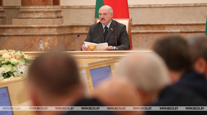 Александр Лукашенко на открытии встречи Основной группы Мюнхенской конференции по безопасности, октябрь 2018 г.