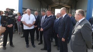 Александр Лукашенко во время посещения ОАО &quot;Беловежский&quot;