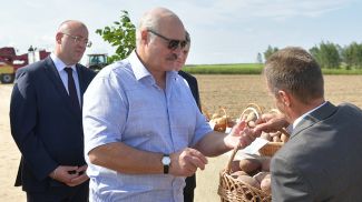 Александр Лукашенко во время посещения ОАО &quot;Озерицкий-Агро&quot;, август 2019 года
