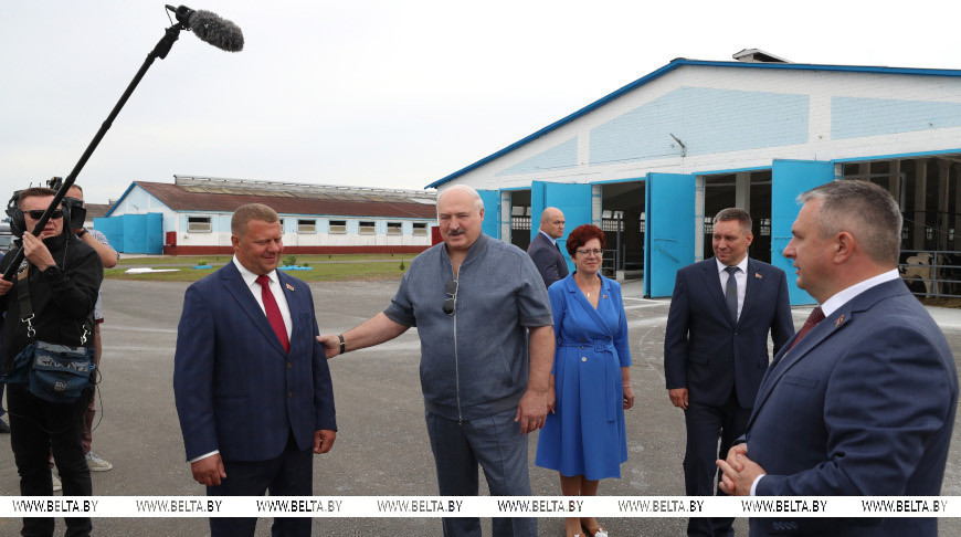 Александр Лукашенко во время посещения сельхозпредприятия "Полесье-Агроинвест"