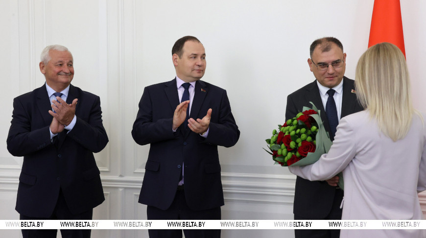 Председатель Брестского облисполкома Петр Пархомчик, премьер-министр Беларуси Роман Головченко, заместитель премьер-министра Беларуси Виктор Каранкевич