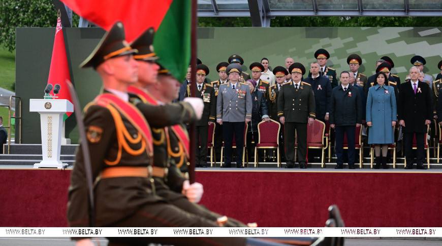 Александр Лукашенко во время выступления на военном параде в Минске, посвященном 80-й годовщине Победы советского народа в Великой Отечественной войне