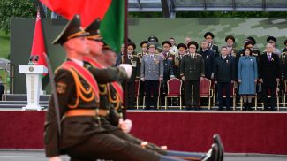 Александр Лукашенко во время выступления на военном параде в Минске, посвященном 80-й годовщине Победы советского народа в Великой Отечественной войне
