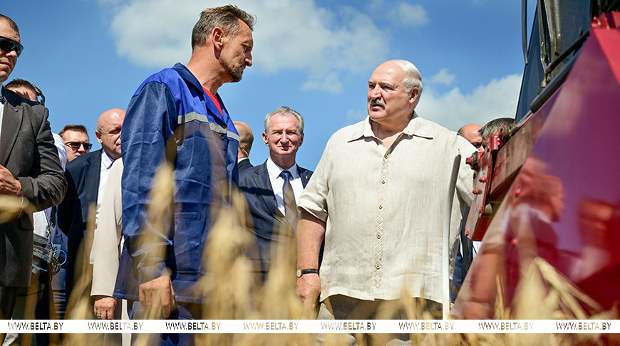 Александр Лукашенко в ходе посещения сельхозпредприятия "Озерицкий-Агро"