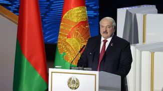 Александр Лукашенко во время первого заседания VII Всебелорусского народного собрания, 24 апреля 2024 года