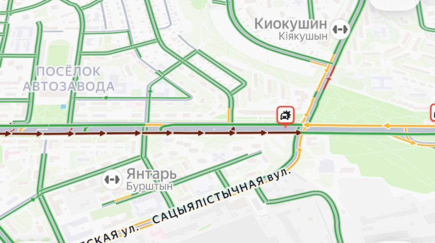 В Минске по пр.Партизанскому из-за ДТП затруднено движение транспорта