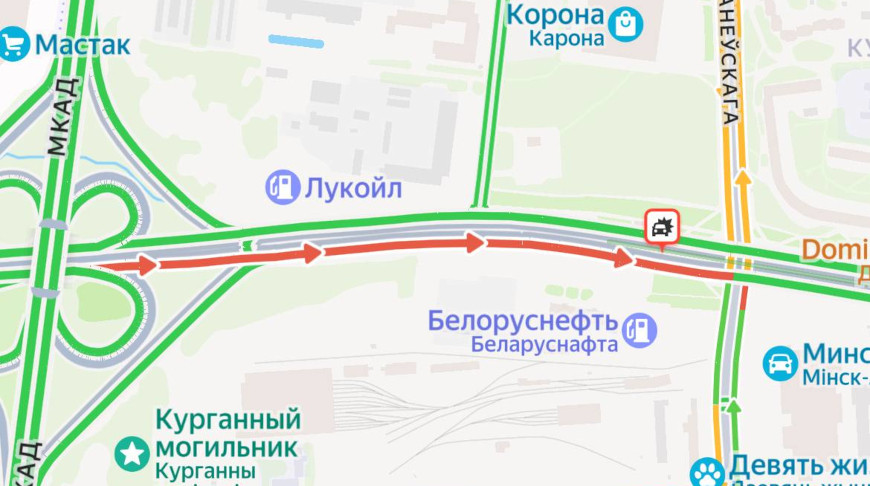 Движение по ул. Лейтенанта Кижеватова в Минске затруднено из-за ДТП