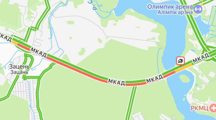 Движение транспорта затруднено по МКАД в Минске из-за ДТП