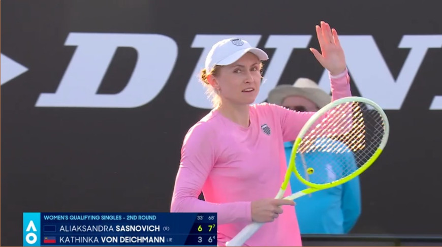 Александра Саснович. Скриншот видео ausopen.com