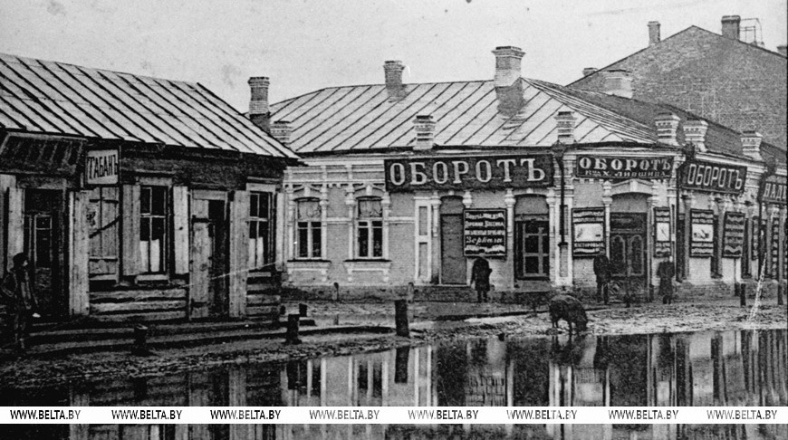   Апрель 1913 года. Бобруйск, улица Муравьевская в 1913 году. Репродукция Владимира Шубы, Юрия Павлова.  