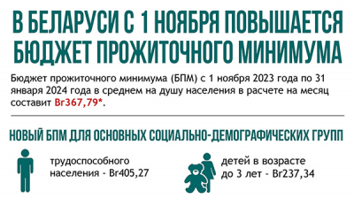 В Беларуси с 1 ноября повышается бюджет прожиточного минимума