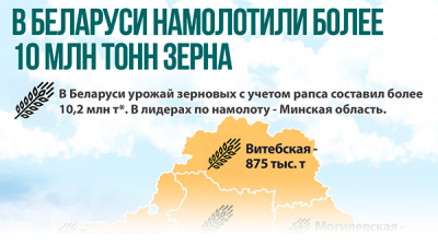 В Беларуси намолотили более 10 млн тонн зерна