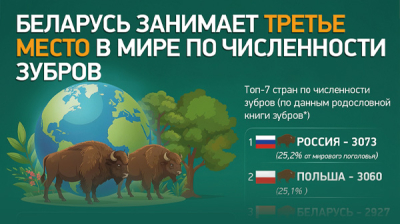 Беларусь занимает третье место в мире по численности зубров