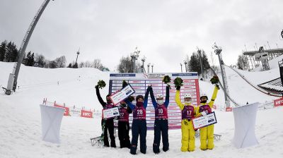 Белорусские фристайлистки выиграли международные состязания по синхронным прыжкам в "Раубичах"