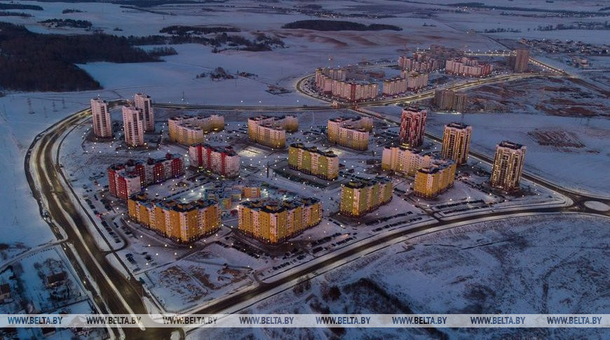 Заснеженный Гродно в свете вечерних огней