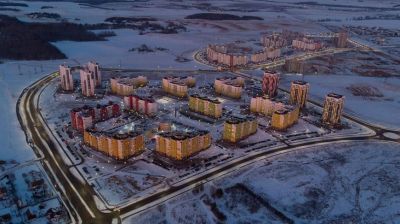 Заснеженный Гродно в свете вечерних огней