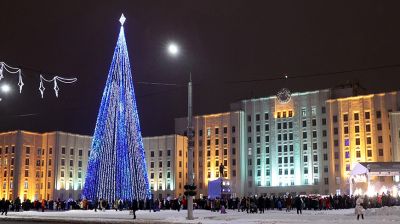 Более 16 тыс. новогодних огней зажглись на главной елке Могилевской области