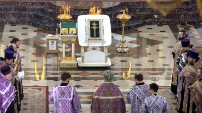 Крест святой преподобной Евфросинии, игумении Полоцкой прибыл в Витебск