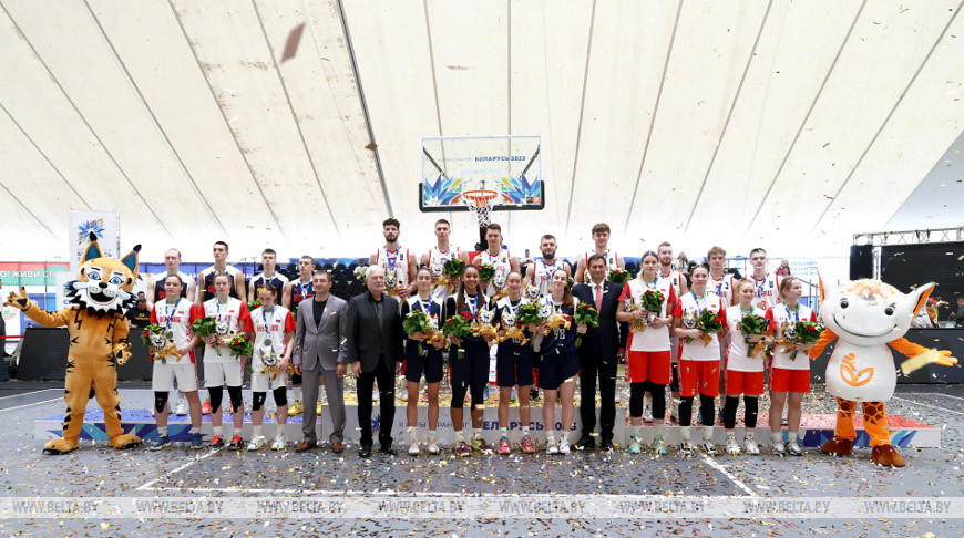 Церемония награждения победителей и призеров в турнире Игр по баскетболу 3х3