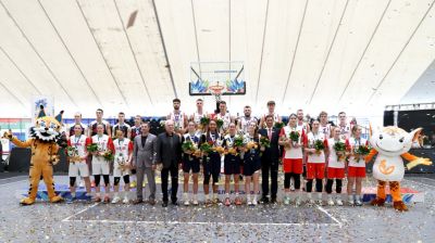 Церемония награждения победителей и призеров в турнире Игр по баскетболу 3х3