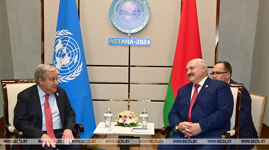 Лукашенко в Астане встретился с Генеральным секретарем ООН Гутерришем