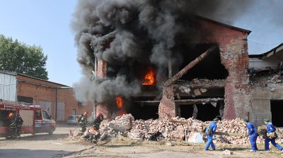 Ликвидация пожара на производстве, эвакуация пострадавших. Комплексные учения прошли в Витебске