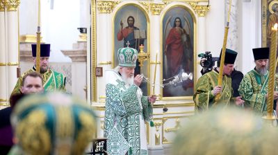 Патриарх Кирилл возглавил богослужение в Свято-Духовом кафедральном соборе Минска