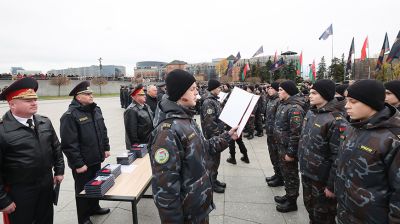 На площади Госфлага воспитанники военно-патриотических клубов принесли клятвы