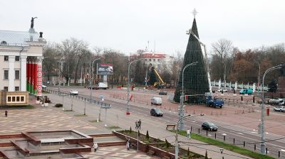 В Гомеле завершается установка новогодней елки