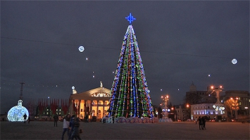 Новогодние елки Минска засияли праздничными огнями